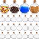 Nuenen 24 Pcs 8.5 oz Spherical Glass Potion Bottles with Cork Round Potion Bottles Stopper Clear Bottle for Sand Jar Costume Props DIY Crafts Water Oil