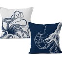 HIWX Coastal Pillow Covers, Nautical Pillow Covers, Nautical Coastal Octopus Pillows Decorative Pillowcase Throw Pillow Cover 18 x 18, Ocean Beach Octopus for Sofa Bed Room Home Decor Set of 2