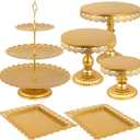 uyoyous Gold Cake Stand Set 6 Pcs Cupcake Stand Metal Cake Stand Gold Dessert Table Display Set for Wedding, Birthday, Anniversary, Baby Shower, Party, Halloween, Thanksgiving