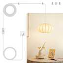 23.6in Large Plug in Lantern Pendant Light,Imitation Silk Hanging Light
