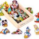 Melissa & Doug Disney Mickey Mouse Wooden Character Magnets (20 pcs) Toys for Disney Fans, Mickey Mouse Fridge Magnets, Pretend Play & Toddler Toys for Kids Ages 2+