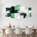 ZXHYWYM Abstract Wall Art 5 Piece Canvas Prints Black White and Gray Green Wall Decor Modern Living Room Bedroom Office Home Decor Framed (Size 2)