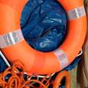 20 Inch Life Preserver Ring with Water Floating Lifesaving Rope 98.4FT Set, Swim Foam Buoy Swimming Pool Safety Throwing Ring Rope Rescue Lifeguard Wall Decoration (Orange)