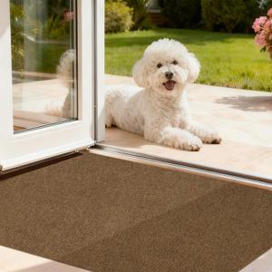 jxgzyy Heavy Duty Runner Rugs, 2'11" x 4'11" Non Slip Hallway Doormat, Indoor Outdoor Carpet Runner, Waterproof Floor Mat for Entrance Laundry Patio Garage, Brown