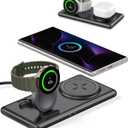 Wireless Charger for Samsung S25 Ultra/S25+/S25/Fold 6/Flip 6/24/23/22, 2 in 1 Charging Station for Samsung Watch Ultra/7/6/6 Classic/5/5 Pro/4/4/3, Galaxy Buds 3/3 Pro,502S (No Adapter)