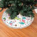 Christmas Dinosaur Christmas Tree Skirt 48 Inch Tree Skirt for Holiday Christmas Decorations Xmas Tree Skirt with White Fringed Border