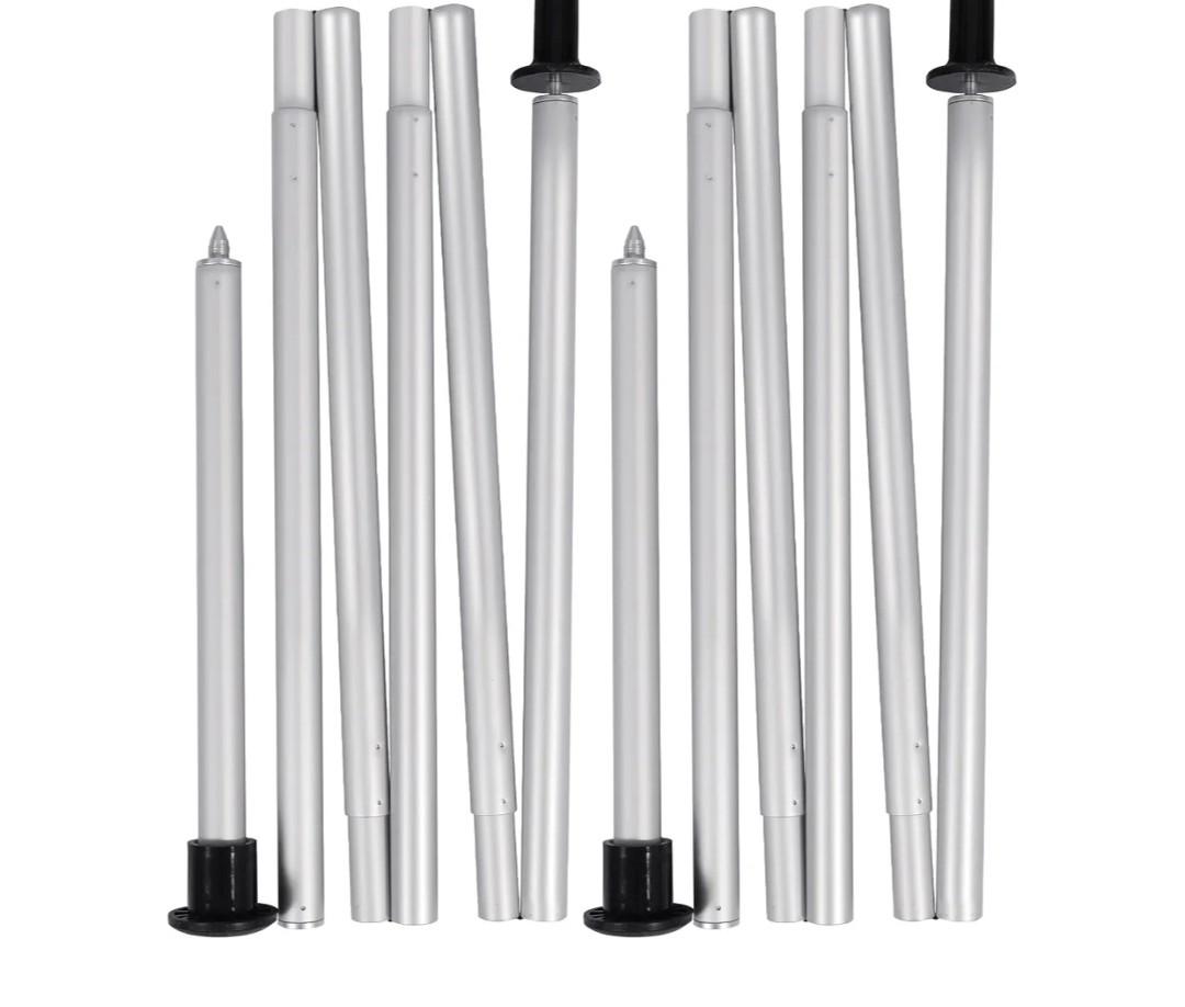 Aluminum Tarp Poles for Beach,Set of 2Adjustable Tarp Poles 90" Camping Rain Fly Awning Telescoping Poles, With Rope & Hook