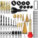 LAMPTOP 39-Piece Woodworking Chamfer Drilling Tool Set - Including Bolt Deburring Tool, Tap Drill Bits, Long Twist Drill Bit, 1/4" Hex Shank, Countersink Drill Bit Wood Plug Cutter