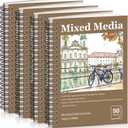 4 Pack Mixed Media Sketchbook, 9x12 inches Drawing Paper Sketch Book, 98lb/160gsm Heavyweight Spiral Bound Sketch Pads, Suitable for Arist, Drawing, Painting, Sketching(200 Sheets) (landscape)