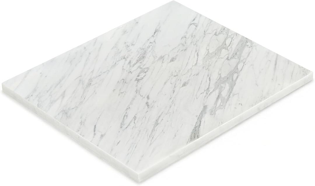 Diflart Natural Marble Pastry Board for Kitchen, 16x20 Inch, White, Stone Cutting Board Large for Dough Chocolate, Carrara Bianco, Marble Slab Christmas Thanksgiving Gift