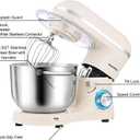 Aucma Stand Mixer,6.5-QT 660W 6-Speed Tilt-Head Food Mixer, Kitchen Electric Mixer with Dough Hook, Wire Whip & Beater (Almond Cream, 6.5QT)