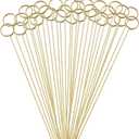 10 x Hananona 30 Pcs Metal Floral Place Card Holder, 13.4 Inch Flower Picks Clip for Floral Arrangement, Golden Card Holder for Wedding and Party (Round)