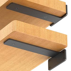 Starunder 6 Pack Floating Shelf Brackets, 10 inch Heavy Duty Industrial Shelf Bracket, Black Metal L Brackets for Shelves Support DIY(1/5 Inch Thicked)