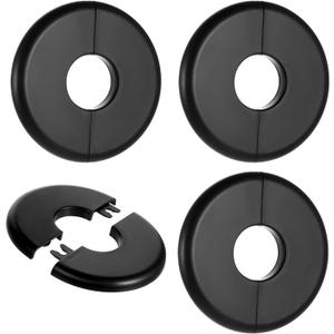 4 Pcs Wall Split Flange, Self-Adhesive Escutcheon Plate for 17mm Dia Pipes Flange ABS Round Wall Hole Covers Water Pipes Plumbing Cover Plates for Faucet Kitchen Toilet Bathroom Decoration (Black)