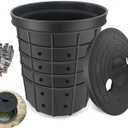 Perforated Sump Pump Basin with Lid, 13 X 11.4 X 15 Inch Heavy-Duty Perforated Sump Pump Bucket with 40 Drainage Holes, Suitable for Yard, Crawl Space, Patio, and Driveway Drainage