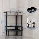 FJNATINH Corner Shower Caddy - 2 Tier Bathroom Counter Organizer Corner Shelf Metal Floor Corner Shower Stand Rack for Bathroom Vanity Organizers and Storage Kitchen Counter Shelf Organizer (Black)