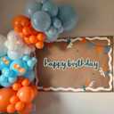 Orange And Blue Balloons, 50PC 12 Inch Dusty Blue Ivory White Macaron Orange Bow Print Balloons for Birthday Baby Shower Wedding Party Decorations