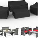 Patio Furniture Cover Set 4 Piece Outdoor Furniture Cover Waterproof, 600D Heavy Duty Lawn Outdoor Sectional Table and Chair Protection -Black Large
