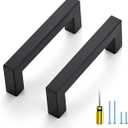 Ravinte 3 Pack Black Cabinet Pulls 3-1/2 Inch Square Cabinet Handles Matte Black Kitchen Hardware for Cabinet Drawer Pulls Come with Screwdriver
