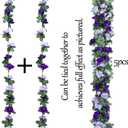 5Pcs 82 FT Artificial Purple Rose Flower Garland, Faux Silk Rose Garland, Purple Party Decorations, Lavender Flower Hanging Flower Vines for Backdrop Decoration Tea Party Wedding Birthday