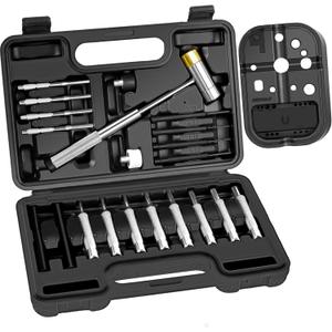 BESTNULE Punch Set, Pin Punches, Punch Tool, Roll Pin Punch Set, Made of High Quality Metal Material Including Punches and Hammer, Mechanical Repair Tool, with Organizer Storage Box (with Bench Block)