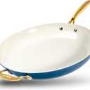 Gotham Steel 14 Inch Non Stick Frying Pans, Family Sized Non Stick Skillet, Large Frying Pan Nonstick Frying Pan, Induction Pan, Nonstick Pan for Cooking, Oven Safe Skillet, Dishwasher Safe–Cream Navy