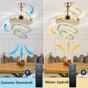 FRIXCHUR 42 Modern Crystal Chandelier Ceiling Fan LED Dimmable Fandelier Ceiling Fans with Lights and Remote, 6-Speed Reversible DIY Fans Light for Living Room Bedroom (Gold)