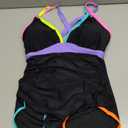 Popvil Women's One Piece 2025 Tummy Control Swimsuits Neon Color Block Swimwear Deep V Neck Slimming Bathing Suit (Medium, Black&purple)