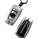 Alloy Car Key Case Rings Cover Holder for BMW 1 3 5 7 Series 530 F48 X1 X2 X3 X4 X5 X6 Classic Engine Head Concept (B Style Sliver)