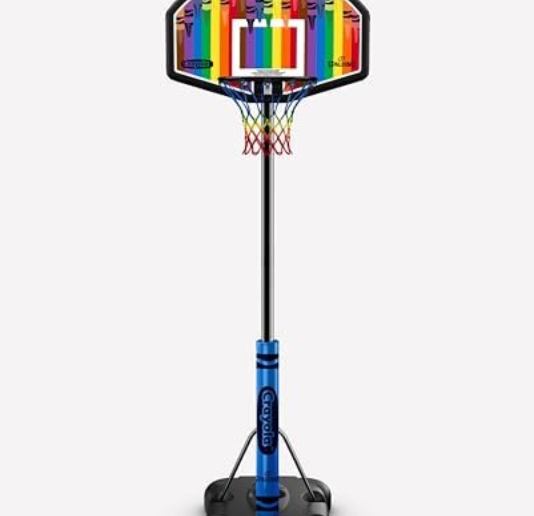 Spalding X Crayola 32" Molded Eco-Composite Telescoping Portable Basketball Hoop with Mini Court Marking Kit