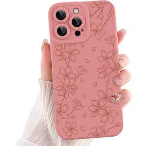 ZIYE for iPhone 15 Pro Max Case Flower Floral Pattern for Women Girls Slim Soft TPU Camera Protection Cute Cover Designed for iPhone 15 Pro Max 6.7 Inch Pink