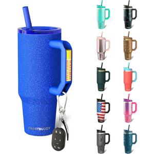 Frost Buddy Thicc Buddy - 40 oz Stainless Steel Vacuum Insulated Tumbler with Lid and Straw for Water - Travel Mug Cupholder Friendly - Gifts for Women Men Him Her (Royal Glitz)