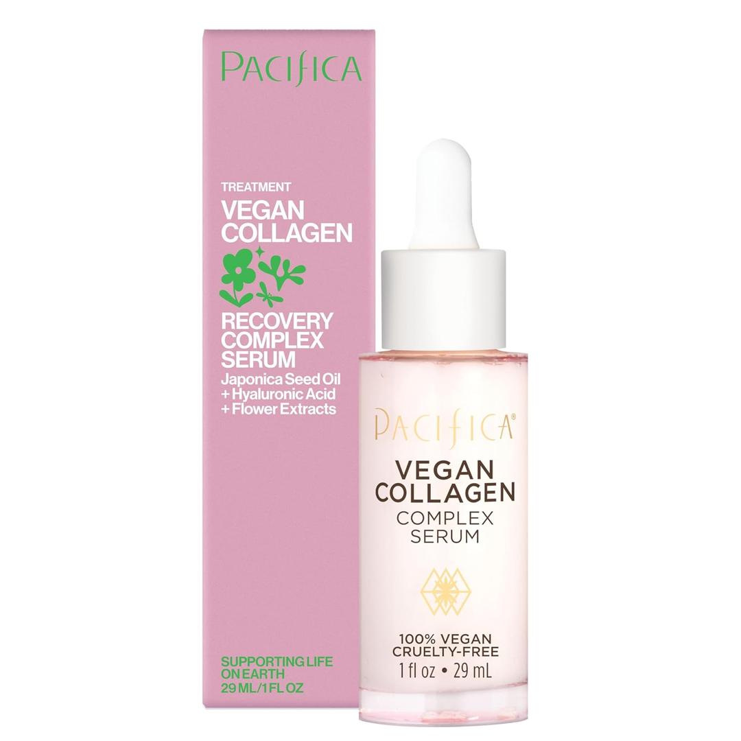 Pacifica Vegan Collagen Complex Face Serum Anti Aging Hydrating Serum w/Hyaluronic Acid for Plumping & Firming Collagen Boosting Facial Serum for Fine Lines & Wrinkles Clean Dermatologist Tested, 29 ml