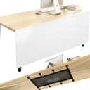 Tegeme 48'' Under Desk Privacy Panel with Cable Management Net Desk Skirt Self Adhesive Modesty Panel with Cord Organizer Pockets for Office Home Standing Workstation(White)