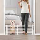 Malier Indoor Dog Gate with Door, 26-41" Extra Wide Full Metal Pet Gate Short Dog Gate for Stairs, Pressure Mount 14'' Tall Small Puppy Low Gate Easy Step Over for Doorways