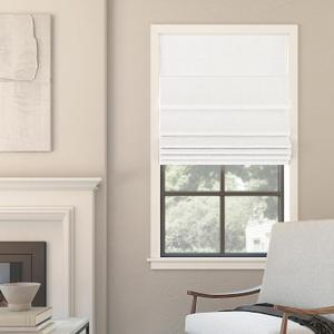 Sun Zero Seraphina Textured 100% Total Blackout Cordless Roman Shade, White, 29" W x 64" H