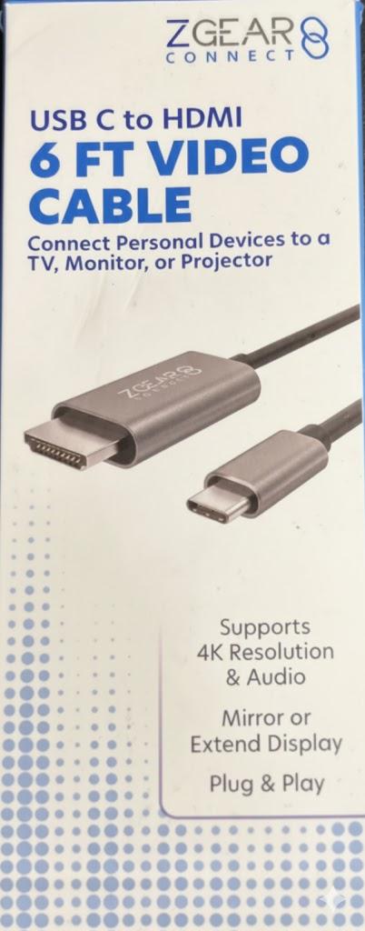Zgear USB-C to HDMI Cable 6 Foot Supports 4K Resolution & Audio Plug & Play
