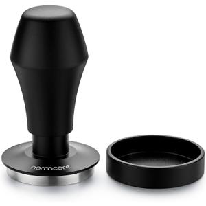Normcore V4 Coffee Tamper 53.3mm - Spring-Loaded Tamper - Barista Espresso Tamper with 15lb / 25lb / 30lbs Replacement Springs - Anodized Aluminum Handle and Stand - Flat Base, Black