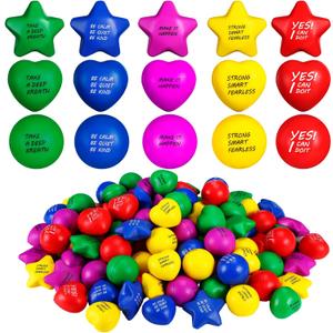120 Pcs Motivational Stress Ball Bulk Colorful Inspirational Stress Relief Balls Assorted Quotes Anxiety Ball 1.57 and 2.2 Inch Small Foam Stress Relief Toy for Kid Adult School(Trendy)