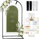 Welcome Sign Stand, Adjustable Sign Holder Stand w/ Poster Design Templates & Leather Straps, Heavy Duty Metal Easel for Wedding, Bridal Shower, Birthday Party, Baby Shower, 68" x 30" x 20"