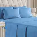 CGK Unlimited Full Size 10 PC Luxury Bed Sheet Bundle- Extra Soft Breathable, Cooling Sheets with Deep Pockets, Wrinkle Free- Easy Fit Bundle with 4PC & 6PC Bed Linen Sets (Full Size, Denim Blue