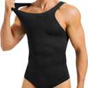 TAILONG Mens Shapewear Tummy Control Full Body Shaper Compression Slimming Bodysuit Sleeveless Undershirts Fajas Para Hombres (Medium, Black)
