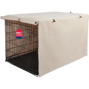 Deblue Heavy-Duty Dog Crate Cover, Privacy Pet Kennel Cover Universal Fits for 30 Inches Wire Cage, Polyester Crate Cover Fit for 1 2 3 Doors Crate (Tan)