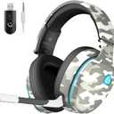 Gtheos 2.4GHz Wireless Gaming Headset for PS5, PS4 Fortnite & Call of Duty/FPS Gamers, PC, Nintendo Switch, Bluetooth 5.3 Gaming Headphones with Microphone for Computer, Mobile, Stereo Sound (Camo)