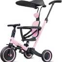 newyoo Tricycle for Toddlers 1-3, Toddler Tricycle with Push Handle and Canopy, Toddler Bike, Birthday Gift and Toys for Girl and Boy, 6 in 1 Baby Trike, Balance Bike, TR009, Pink