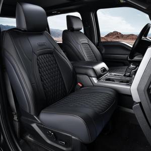 Coverado Toyota Tundra Seat Covers Full Set, Faux Leather Seat Covers for Car Fit for Toyota Tundra 2014-2021 Automotive Seat Covers Protector Cushion for Truck Car Accessories(Black)