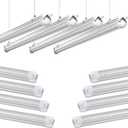 Skymoatled 8Pack 4FT LED Shop Light Garage Lights,50W 5000K/Daylight White 7550LM,Hanging/Surface Mount,Plug and Play,Linkable LED Shop Lights,T8 4FT Tube Light for Warehouse Workshop Basement