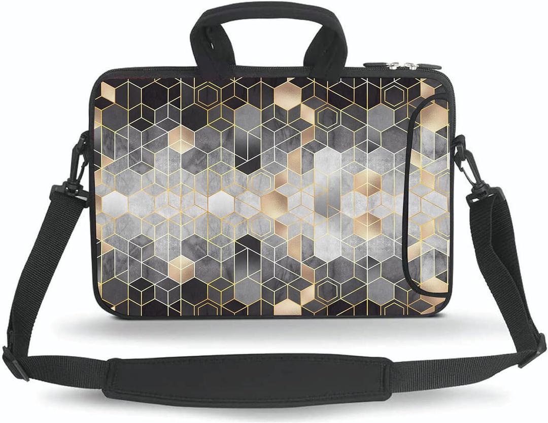14 15 15.4 15.6 inch Messenger Bag Carrying Case Sleeve with Handle Accessory Pocket Fits 14 to 15-Inch Laptops/Notebook/Ebooks/Kids Tablet/Pad(Geometry)