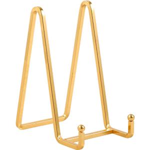 Plate Holder Easel Display Stand - 6 inch Metal Plate Stands for Display - Tabletop Picture Stand - Gold Iron Easels for Display Pictures | Photo Frames | Book | Decorative Plates | Plaque - 4 Pack