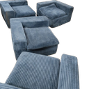 Boneless Couch, 4 L Shaped Blue Pieces, 1 Black Long Piece